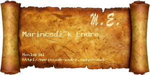 Marincsák Endre névjegykártya